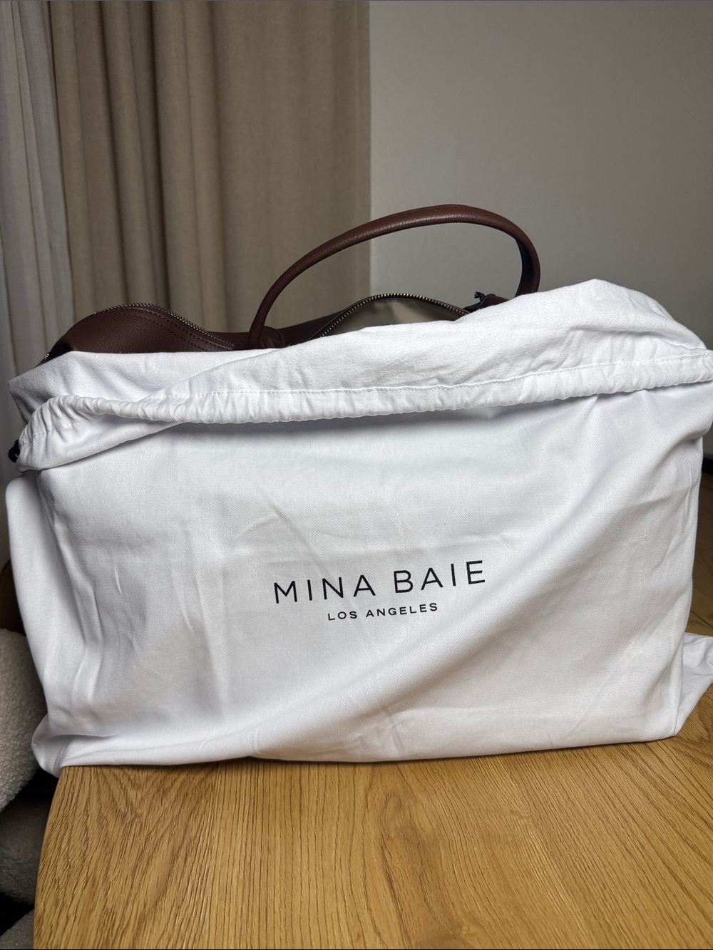 Mina Baie diaper bag Emmy Carryall-Coco vegan leather